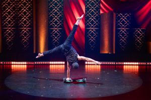 handstand on hover board